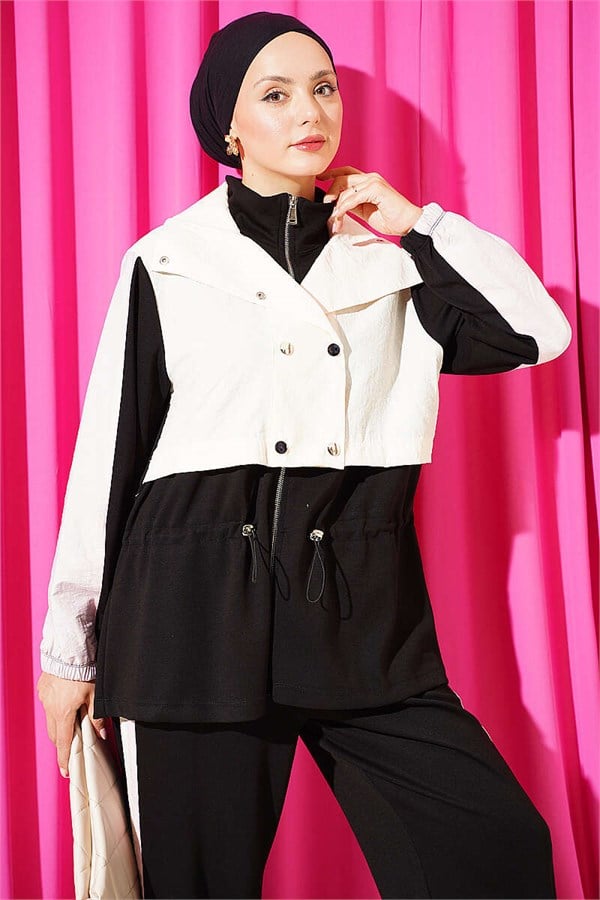 2 Piece Set with Trim and Waistline, Black