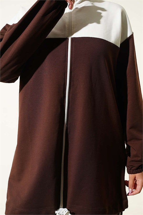 Two-Piece Set with Elasticated Ankles, Coffee Color