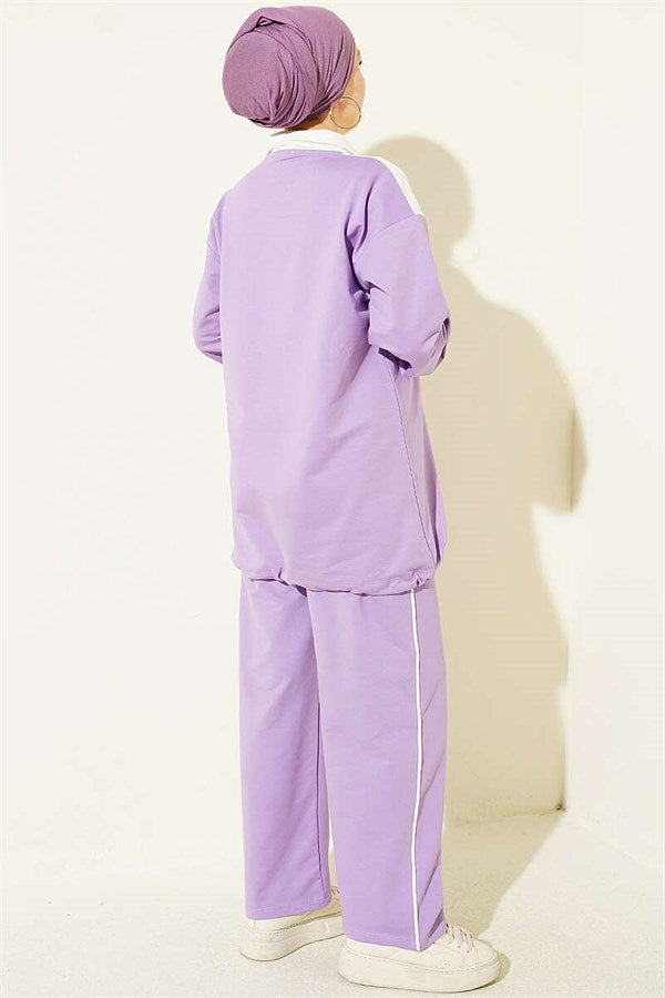 Two-Piece Set with Elasticated Ankles, Lilac