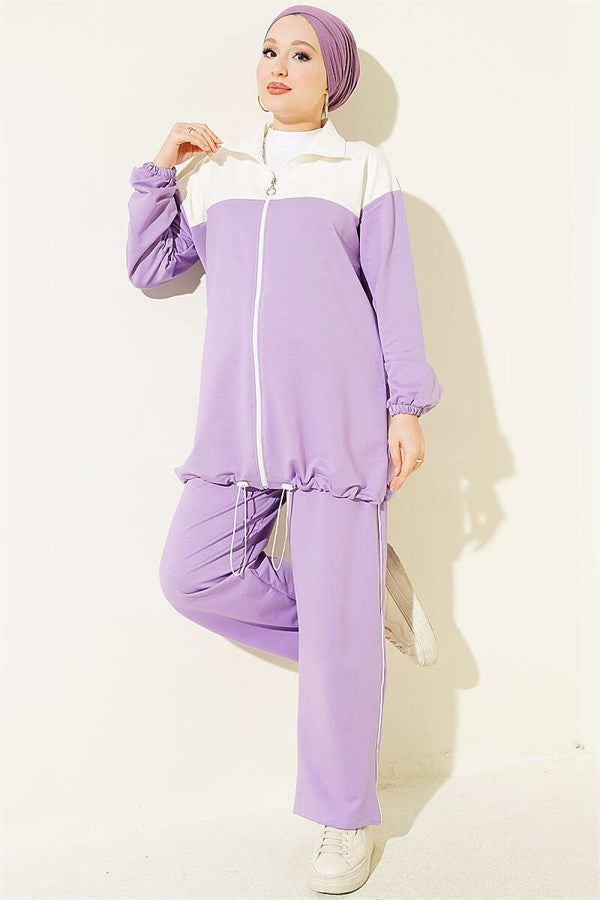 Two-Piece Set with Elasticated Ankles, Lilac