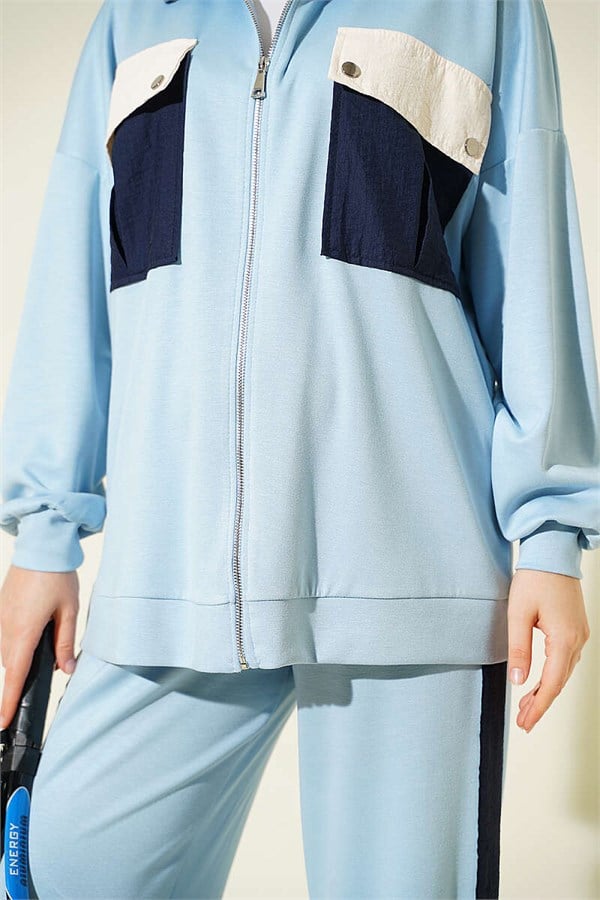 2 Piece Set with Double Pocket Detail, Blue