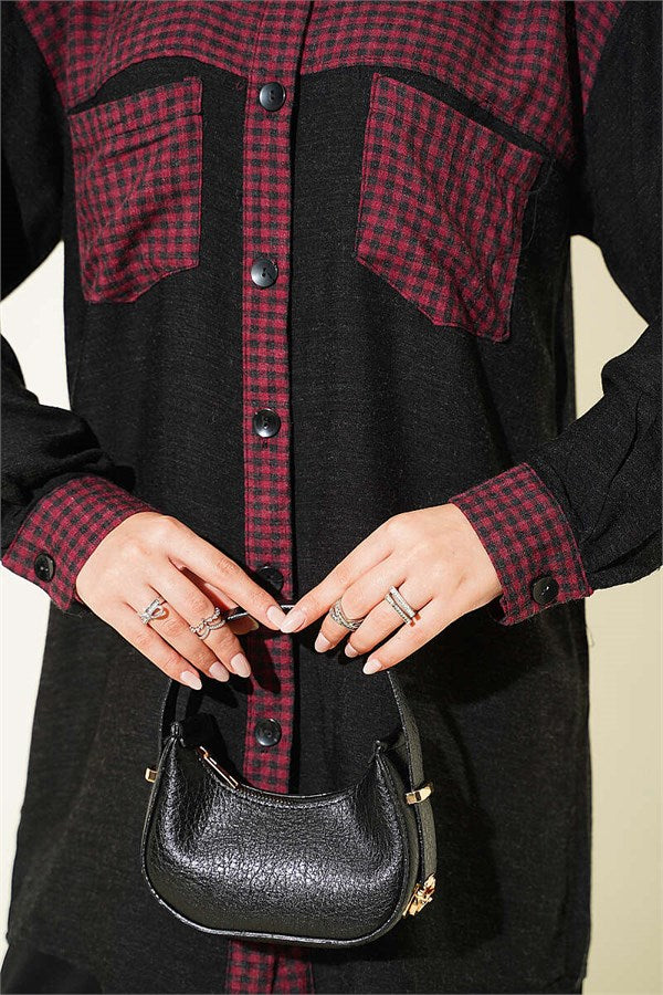Trimmed Plaid Shirt, Plum