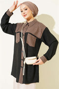 Trimmed Plaid Shirt, Mink