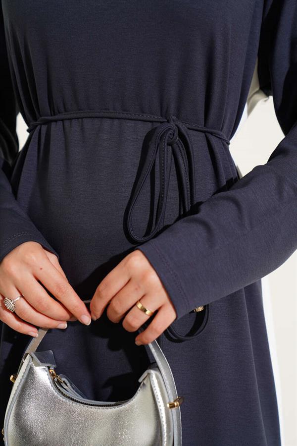 Loysha Dress with Garnished Rope Belt, Smoke