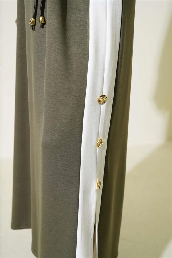 Garnished Rope Belted Loysha Dress Khaki