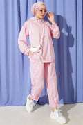 Embellished Hooded Harem Pants 2 Piece Set, Pink