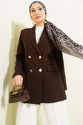 Trimmed Double-Breasted Coffee Jacket
