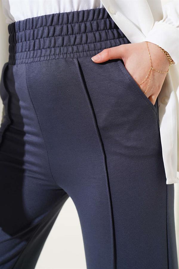 Wide Waist Elasticated Pullover Trousers Smoke
