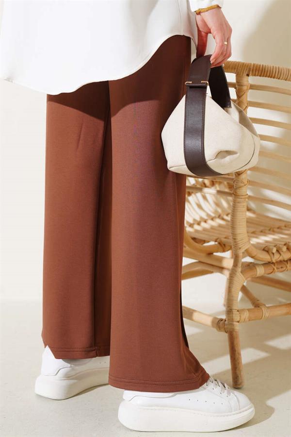 Wide Waist Elasticated Pullover Trousers Chestnut