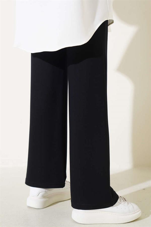 Wide Waist Elasticated Pullover Trousers Black