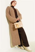 Long Knitted Mink Cardigan with Large Pockets