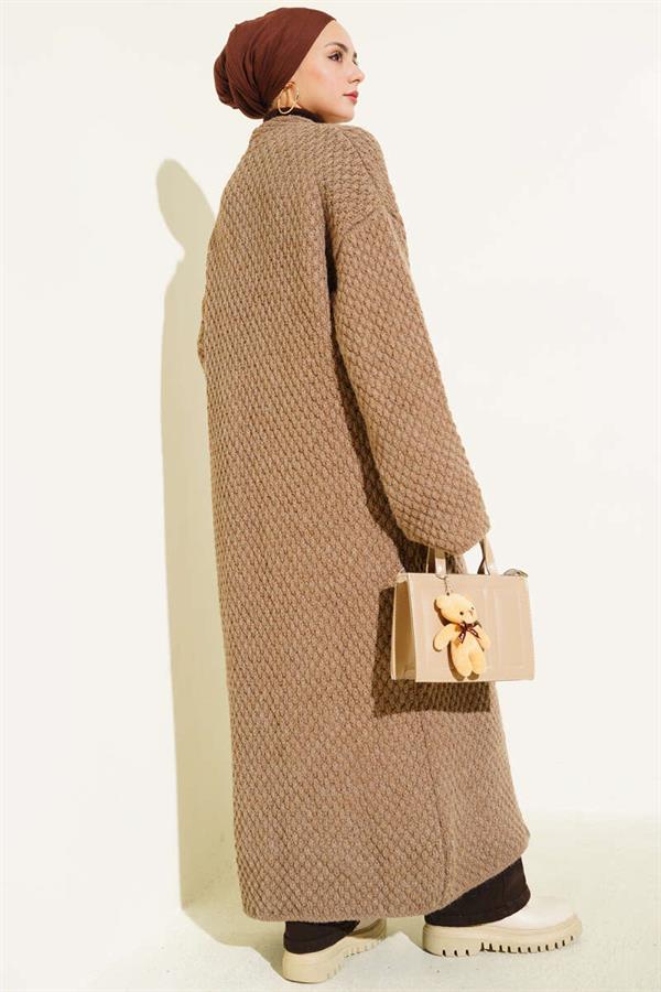 Long Knitted Mink Cardigan with Large Pockets