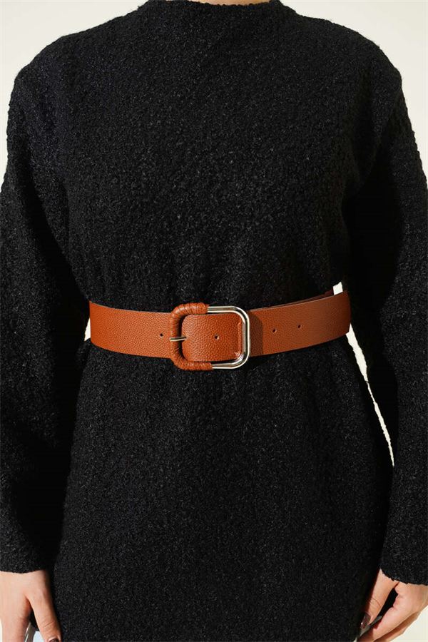 Wide Belted Bouclé Tunic Black