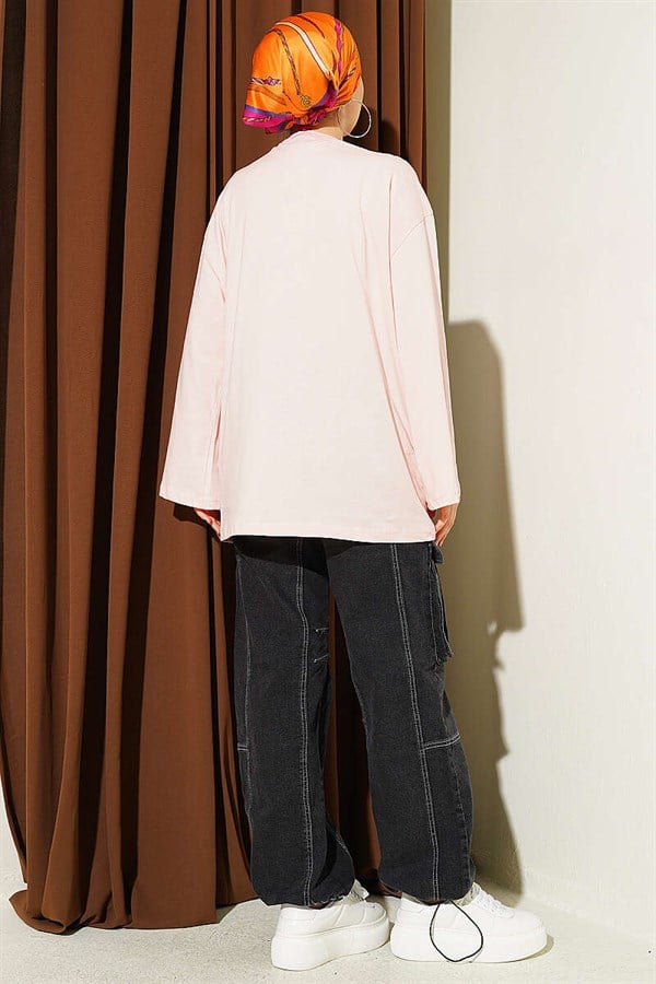 Wide-Sleeved Basic Tunic Salmon