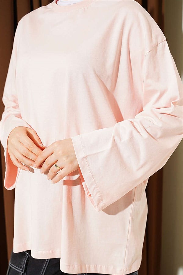 Wide-Sleeved Basic Tunic Salmon