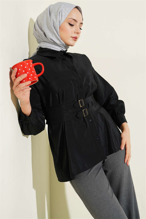 Wide Waistband Shirt Black