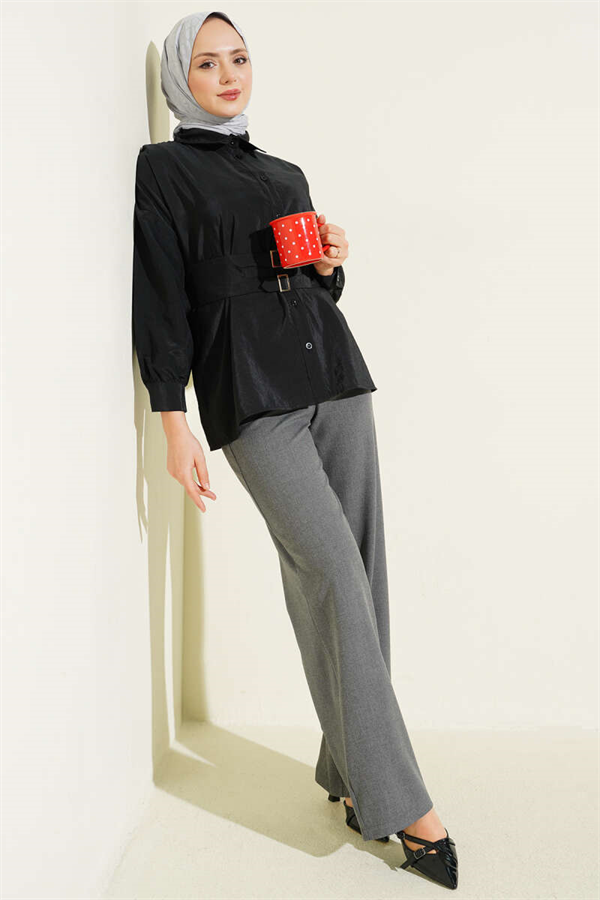 Wide Waistband Shirt Black