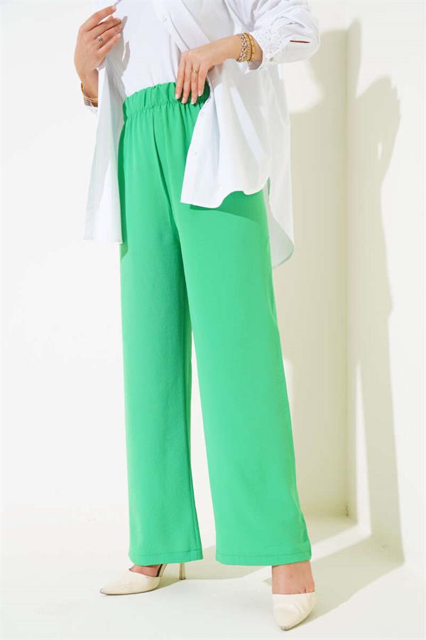 Wide Leg Elastic Waist Trousers Benetton