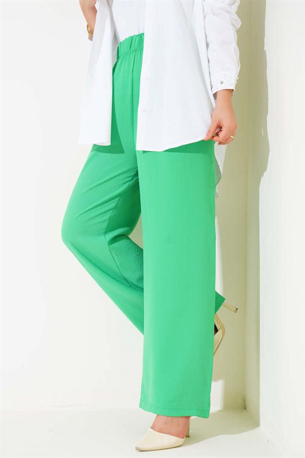 Wide Leg Elastic Waist Trousers Benetton