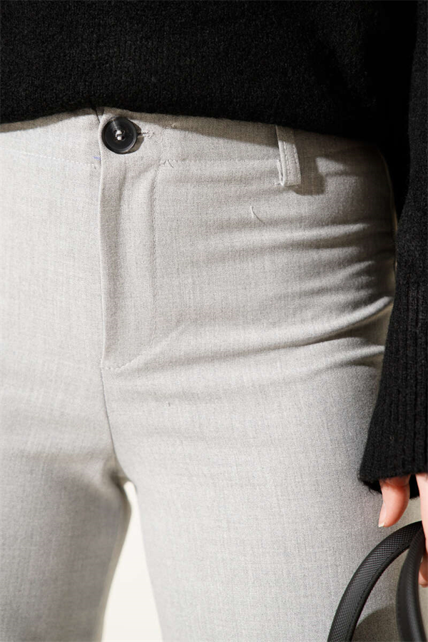 Wide Leg Button-Down Trousers Grey
