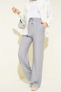 Wide-Leg Pants with Elastic Waistband, Grey
