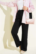 Wide-Leg Pants with Elastic Waistband, Black