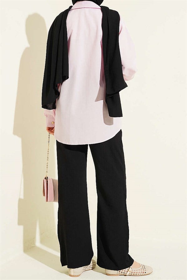 Wide-Leg Pants with Elastic Waistband, Black
