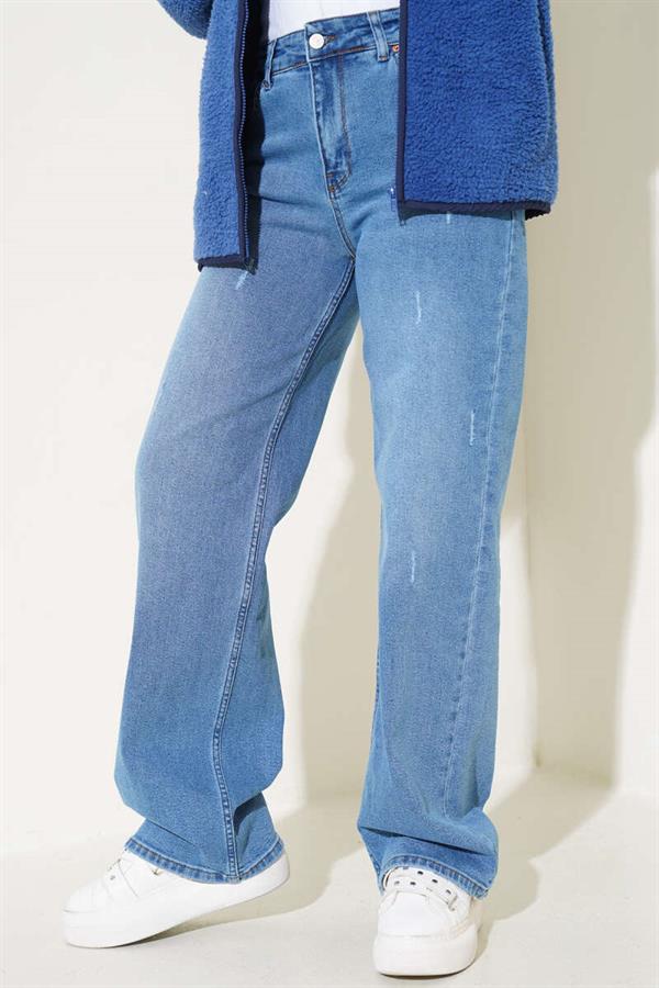 Wide Leg Palazzo Jeans Denim Blue