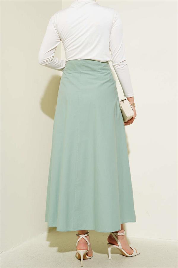 Wide Pleated Pocket Skirt Mint