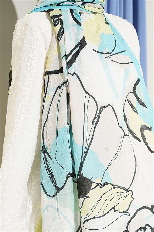 Geometric Floral Shawl Turquoise
