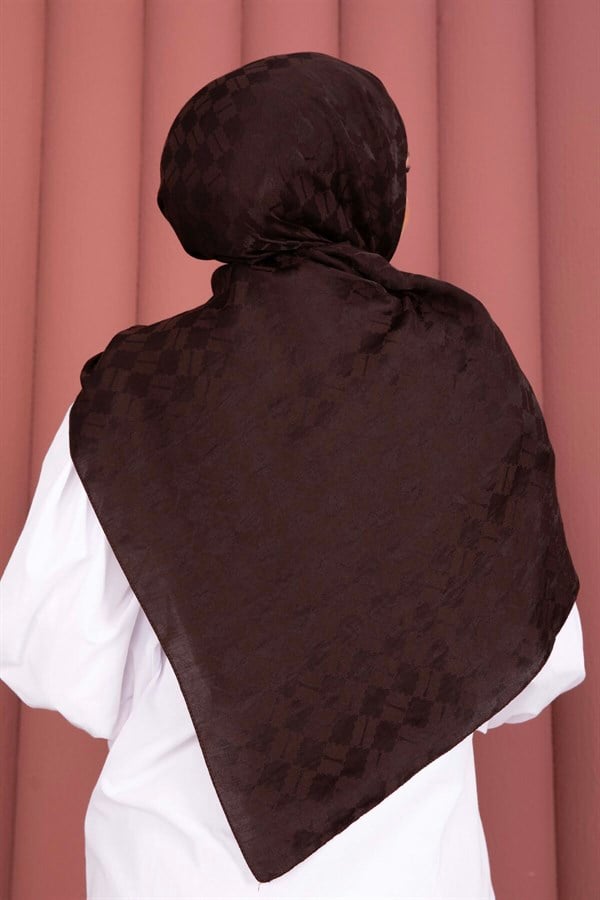 Geometric Pattern Jacquard Shawl Series Dark Brown
