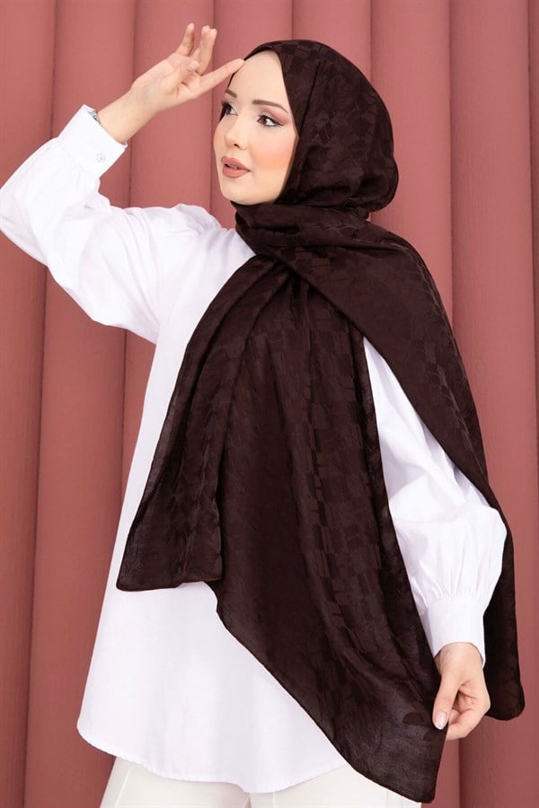 Geometric Pattern Jacquard Shawl Series Dark Brown
