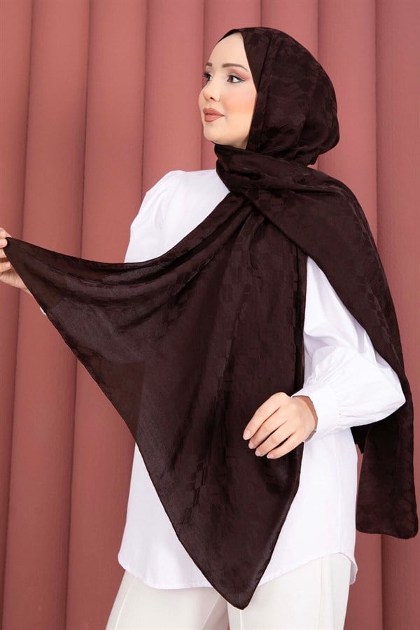 Geometric Pattern Jacquard Shawl Series Dark Brown