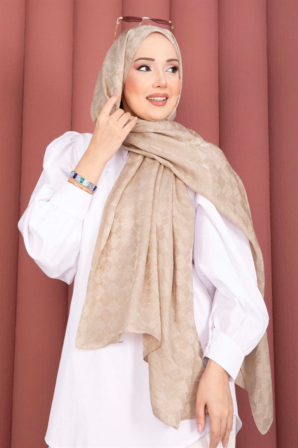 Geometric Pattern Jacquard Shawl Series Beige