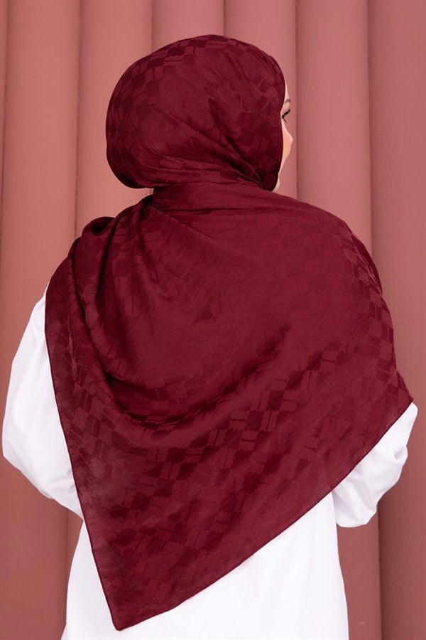Geometric Pattern Jacquard Shawl Series Burgundy