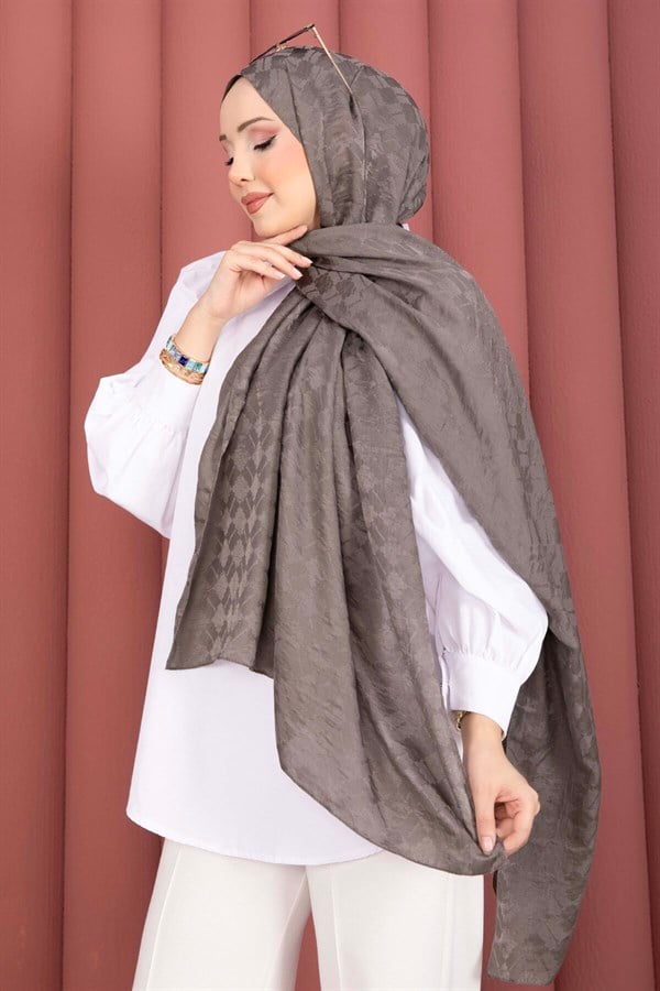 Geometric Pattern Jacquard Shawl Series Smoke Grey