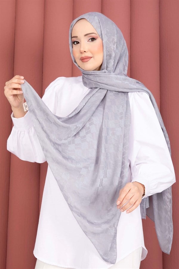 Geometric Pattern Jacquard Shawl Series Grey