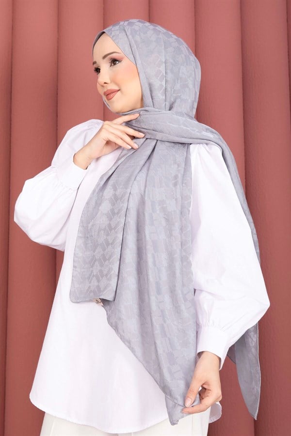 Geometric Pattern Jacquard Shawl Series Grey