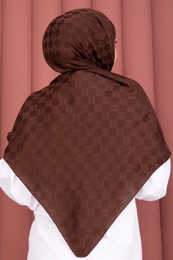 Geometric Pattern Jacquard Shawl Series Coffee