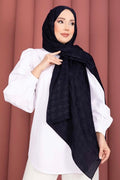 Geometric Pattern Jacquard Shawl Series Navy Blue