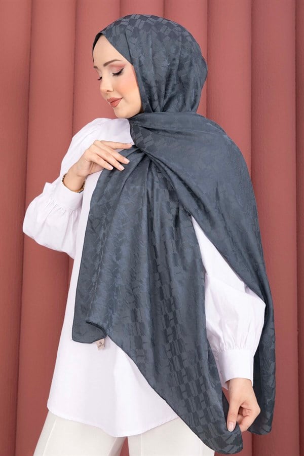 Geometric Pattern Jacquard Shawl Series Petroleum