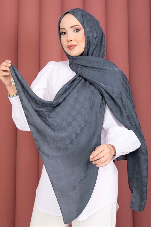 Geometric Pattern Jacquard Shawl Series Petroleum