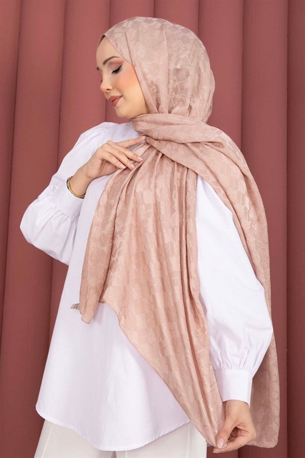 Geometric Pattern Jacquard Scarf Series Powder Pink