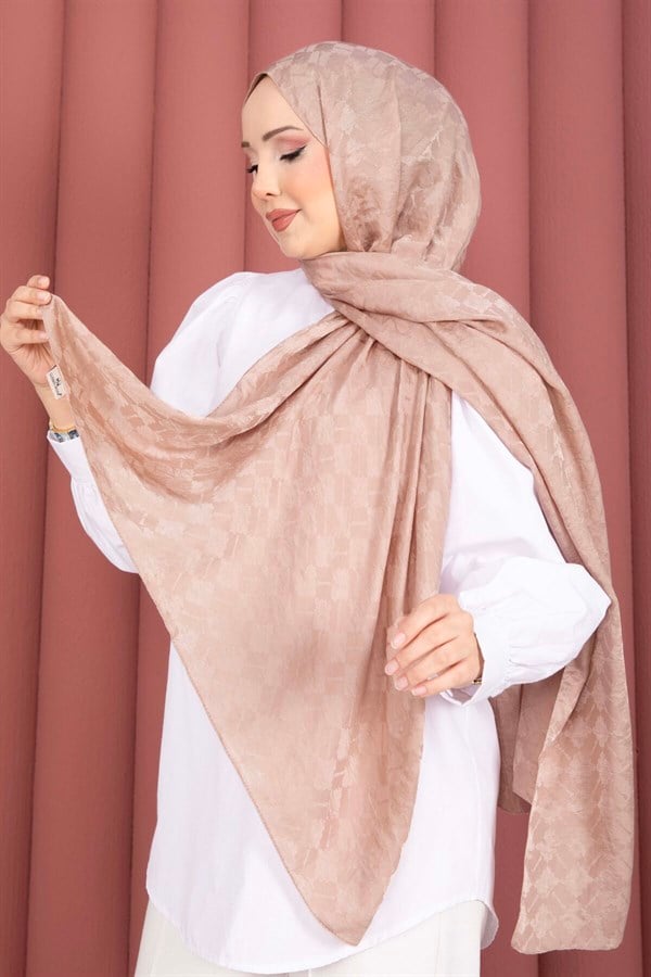Geometric Pattern Jacquard Scarf Series Powder Pink