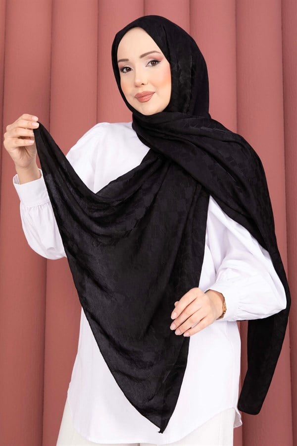 Geometric Pattern Jacquard Shawl Series Black