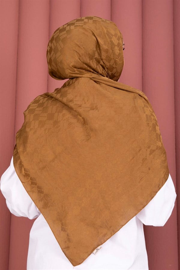 Geometric Pattern Jacquard Shawl Series Tan
