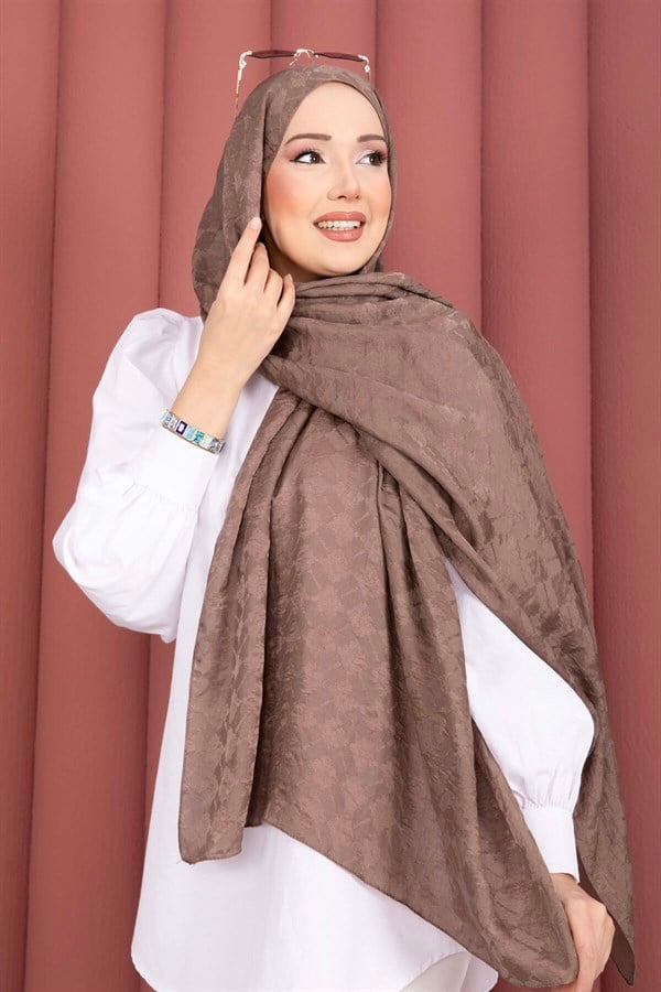 Geometric Pattern Jacquard Shawl Series Mink