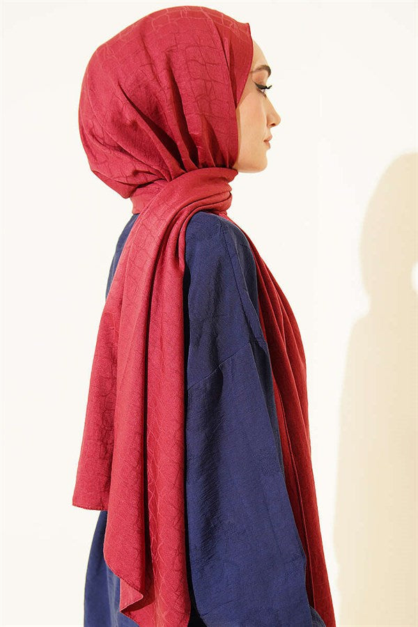 Geometric Pattern Cotton Ayrobin Scarf, Rose Pink