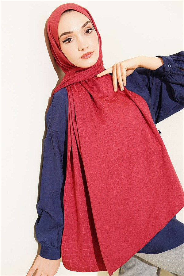 Geometric Pattern Cotton Ayrobin Scarf, Rose Pink