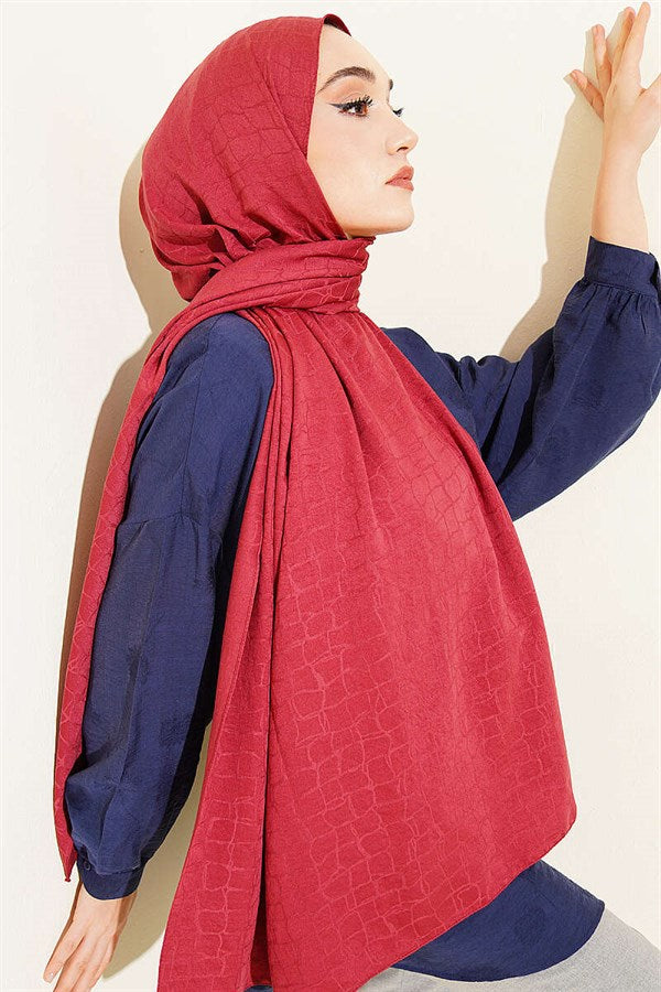 Geometric Pattern Cotton Ayrobin Scarf, Rose Pink